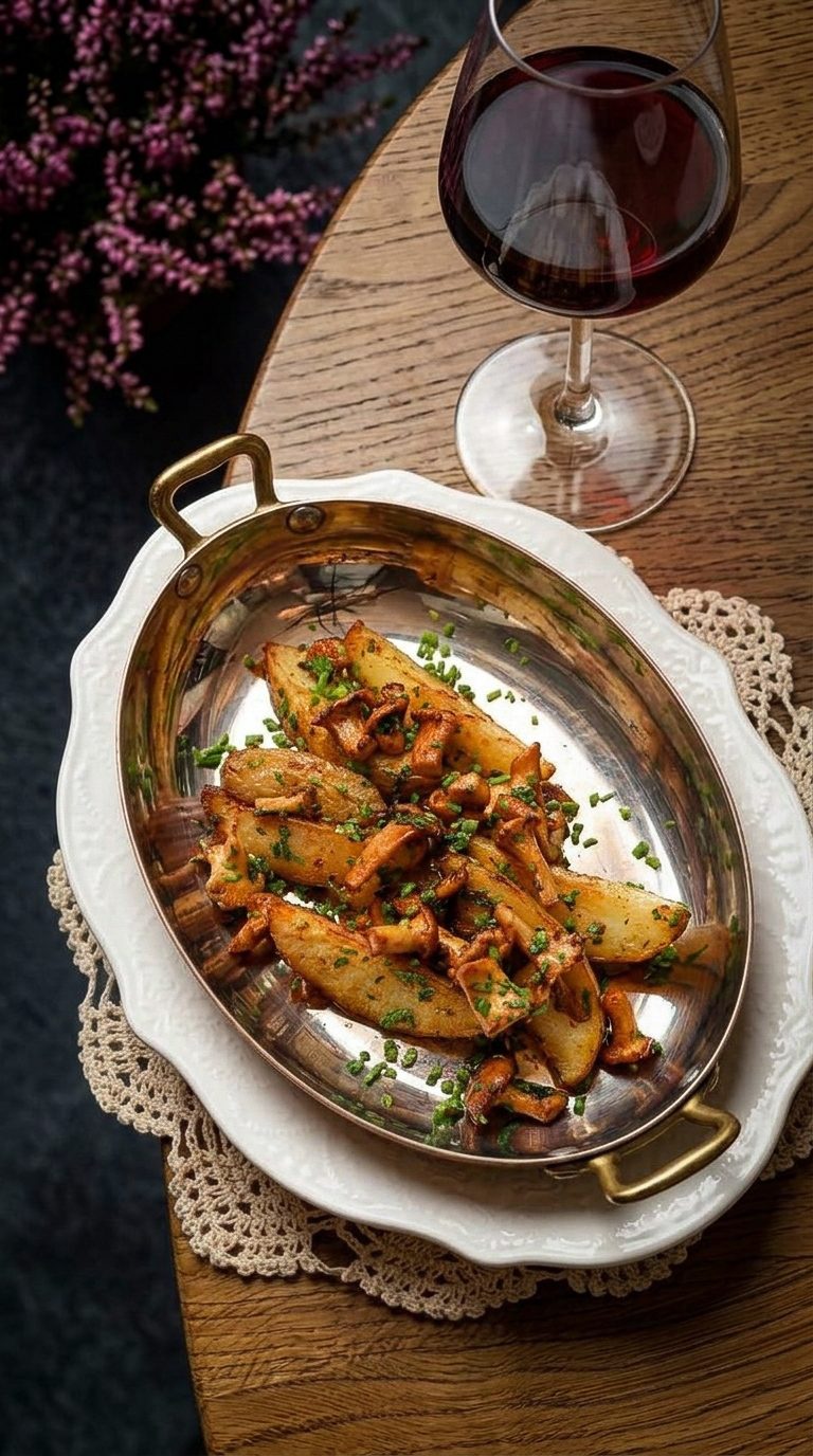 Жареный картофель с лисичками